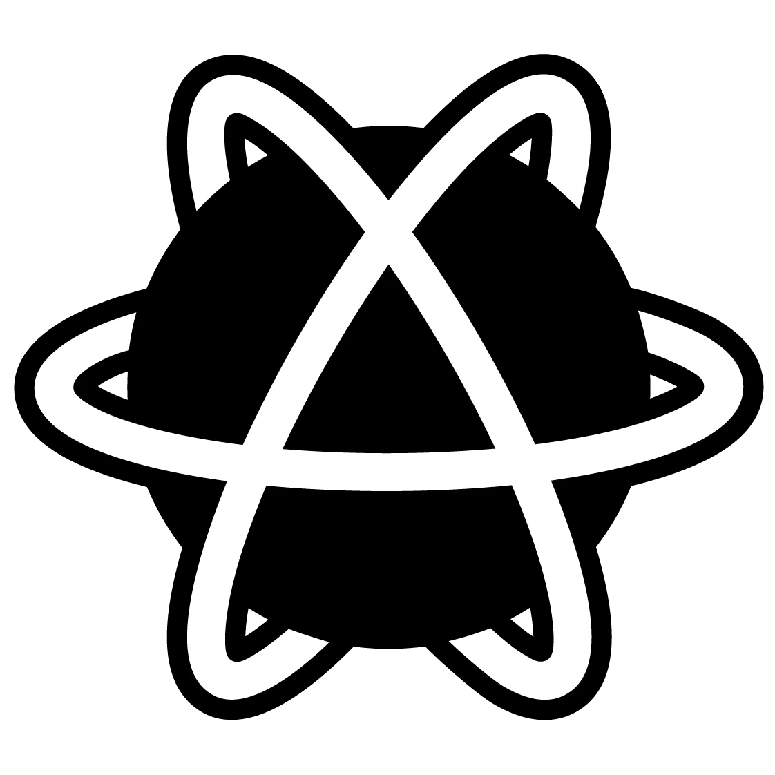 Black Astraal symbol formed by intersecting orbital loops.