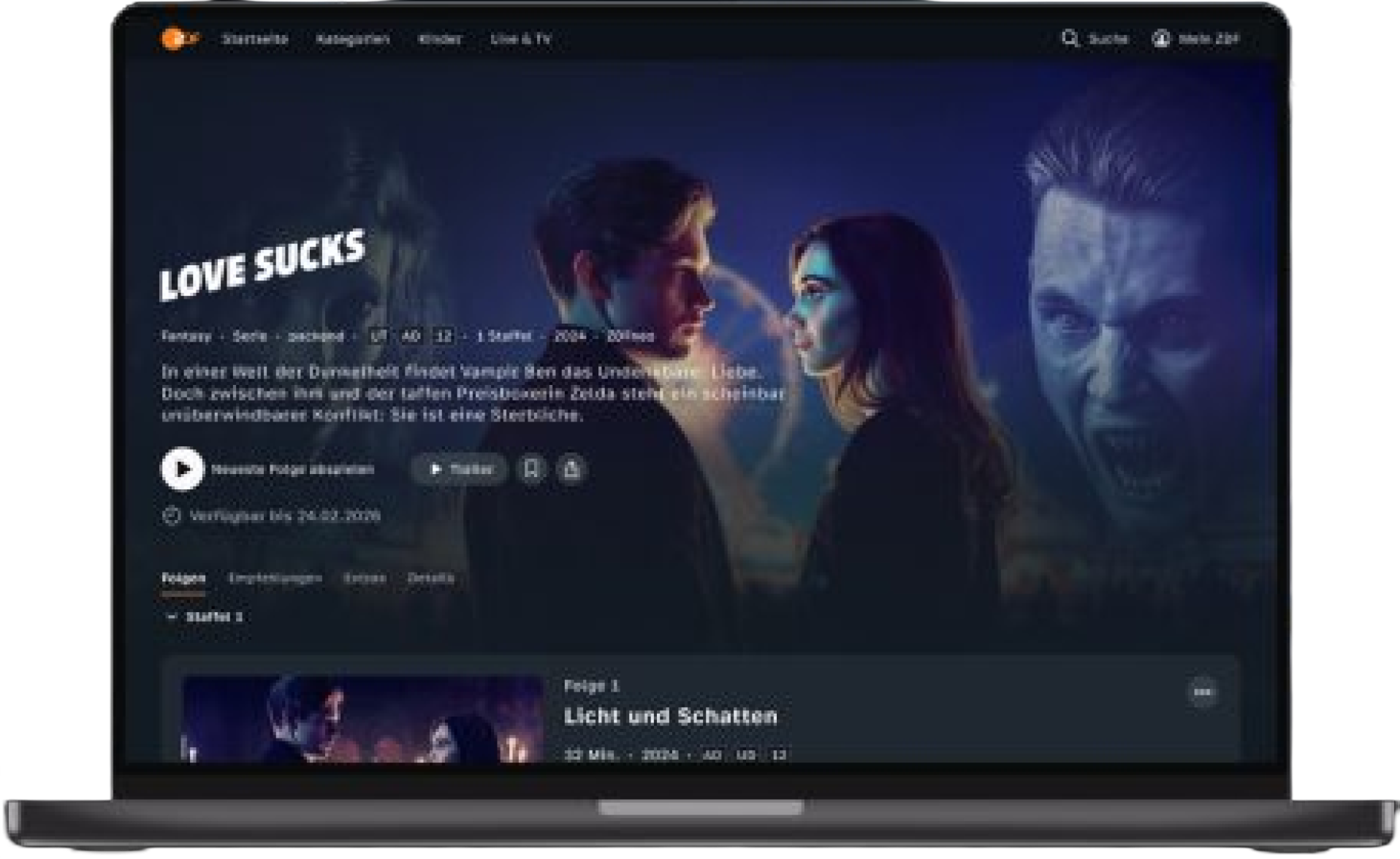 The ZDF media library on a desktop browser: a denser overview for focused use